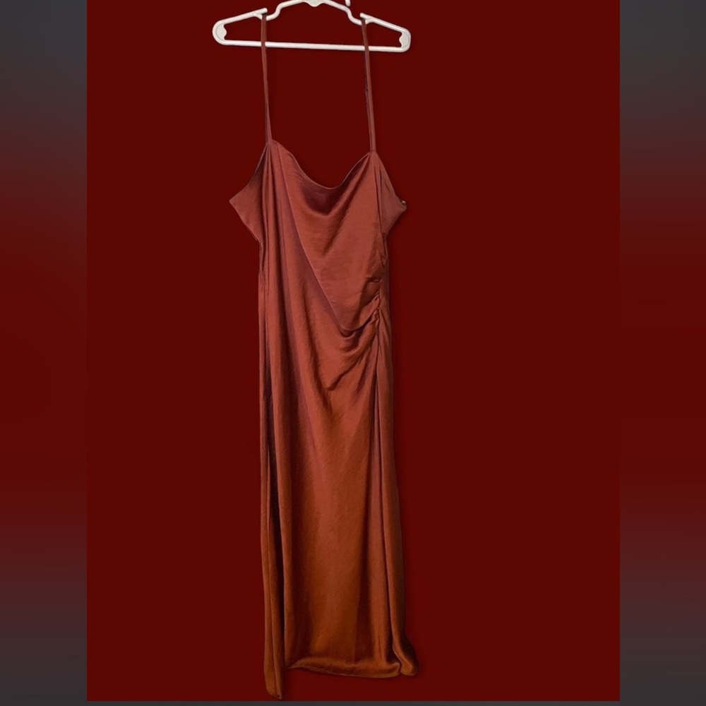 House of Harlow 1960 Rust Red Satin Slip Maxi Dress